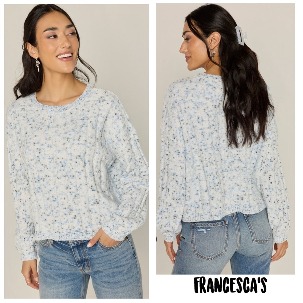 New Francesca’s Kelsey Soft Dot Pattern Pullover Sweater - Picture 2 of 5
